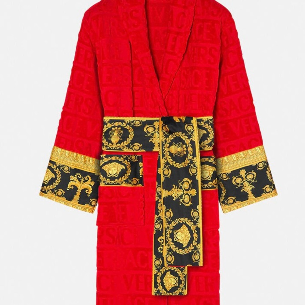 NWT Versace Red and Gold Patterned Robe - Picture 4 of 12
